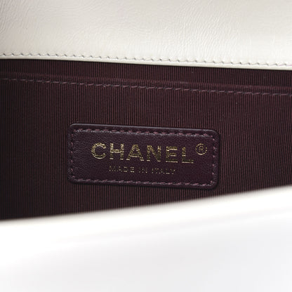 Chanel Shearling Sheepskin Medium Boy Flap White 6 of 9