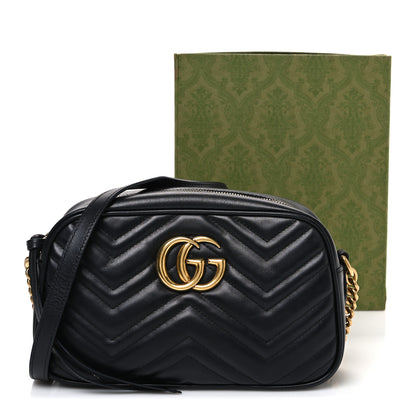 Gucci Calfskin Matelasse Small GG Marmont Chain Shoulder Bag Black 12 of 12