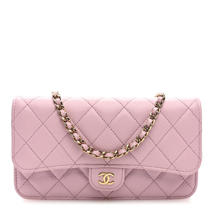 Chanel Caviar Quilted Flap Clutch with Chain Pink 1 of 10