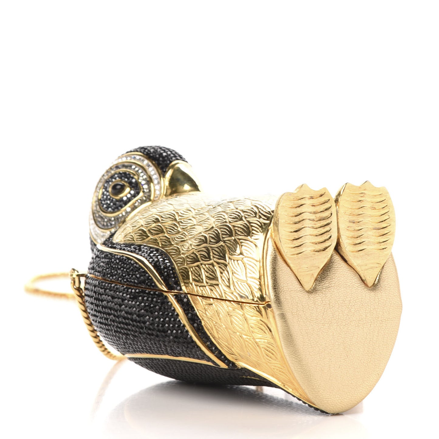 Crystal Penguin Minaudiere Clutch Black Gold
