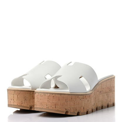 Hermes Calfskin Cork Eze 30 Sandals 38 White 3 of 9