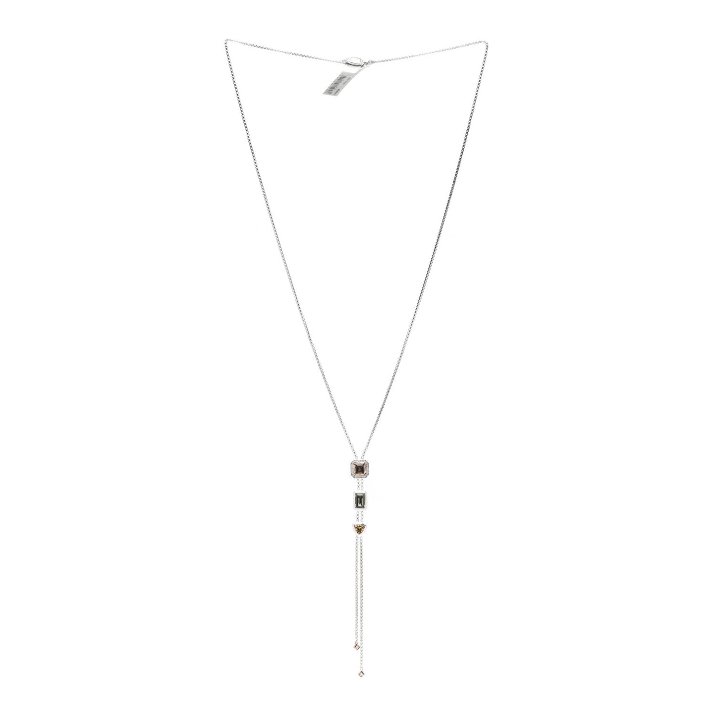 Sterling Silver 18K Yellow Gold Diamond Morganite Prasiolite Citrine Novella Y Necklace