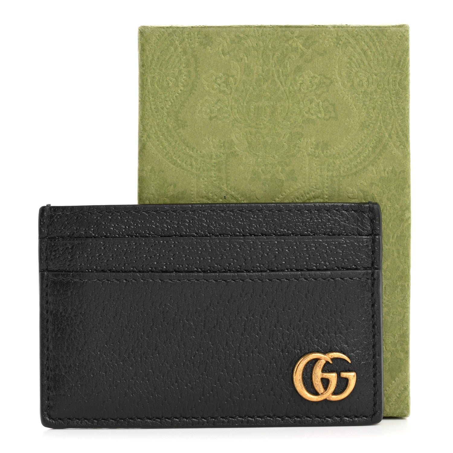 Gucci Calfskin Boar Effect GG Marmont Card Holder Black 7 of 7