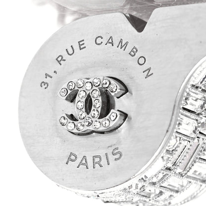 Chanel Crystal Baguette CC Whistle Pendant Necklace Silver 6 of 6