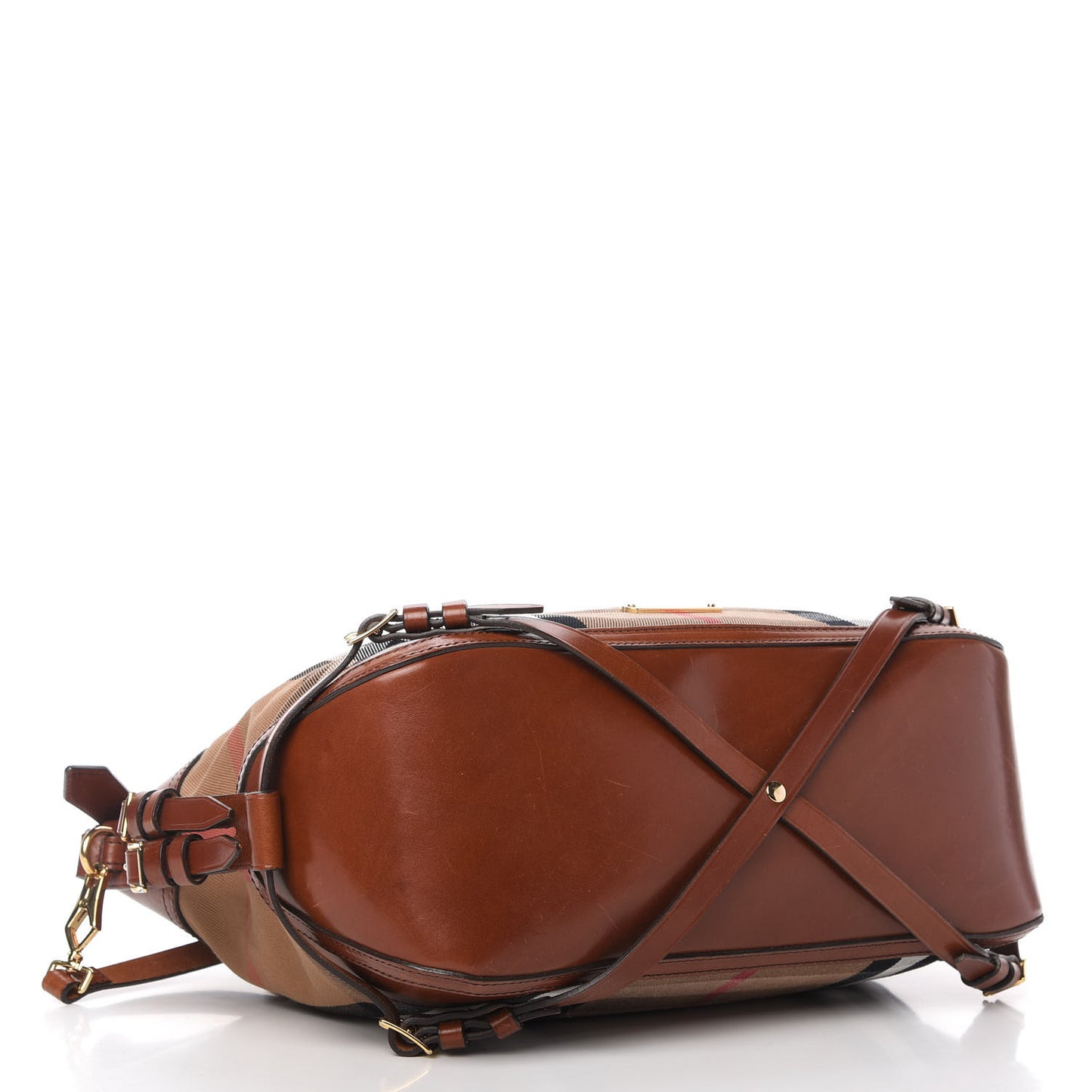 House Check Bridle Calfskin Small Ledbury Hobo Dark Tan
