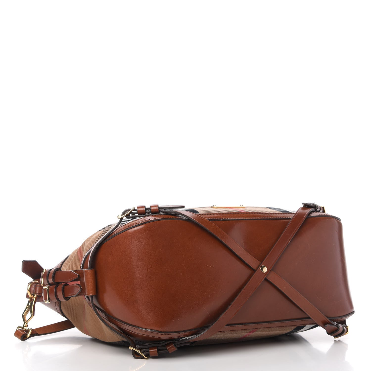 Burberry House Check Bridle Calfskin Small Ledbury Hobo Dark Tan 4 of 12