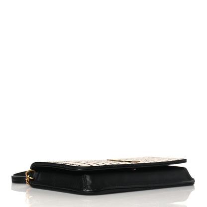 Saint Laurent Canvas Striped Phone Holder Crossbody Beige Black 4 of 10