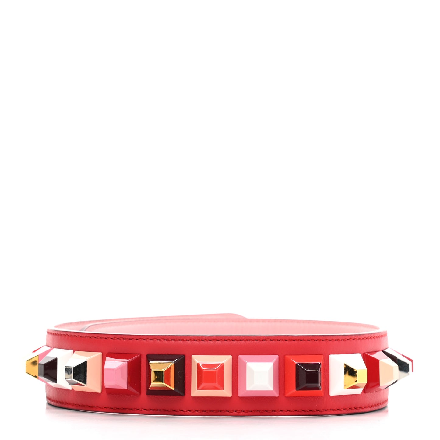 Calfskin Studded Strap You Red Multicolor