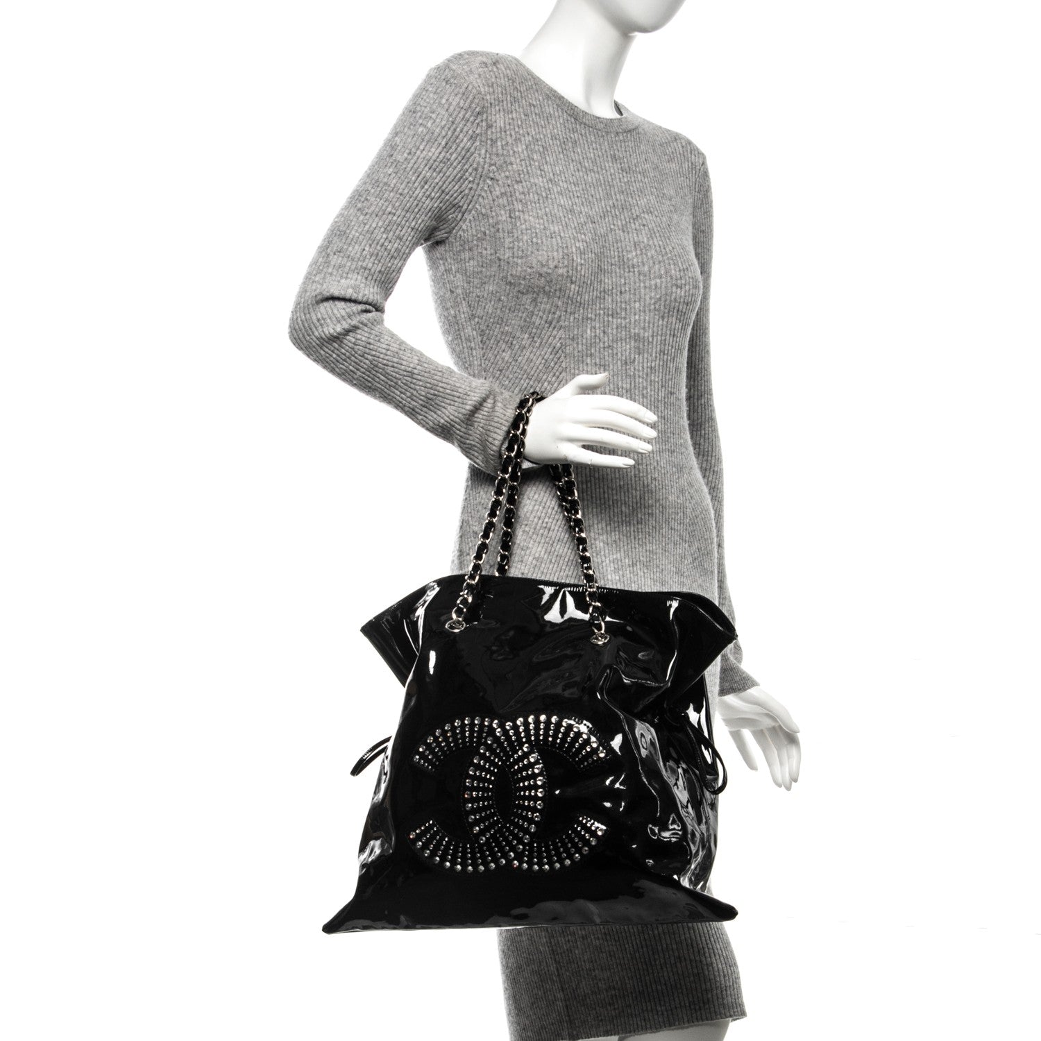 Chanel Patent Crystal Strass Bonbons Tote Black 2 of 7