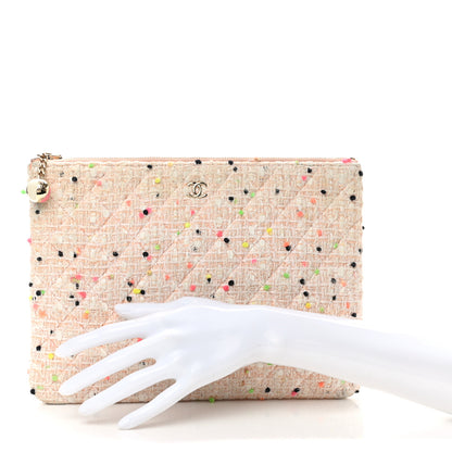 Chanel Tweed Candy Cotton Quilted Medium Cosmetic Pouch Multicolor 2 of 9
