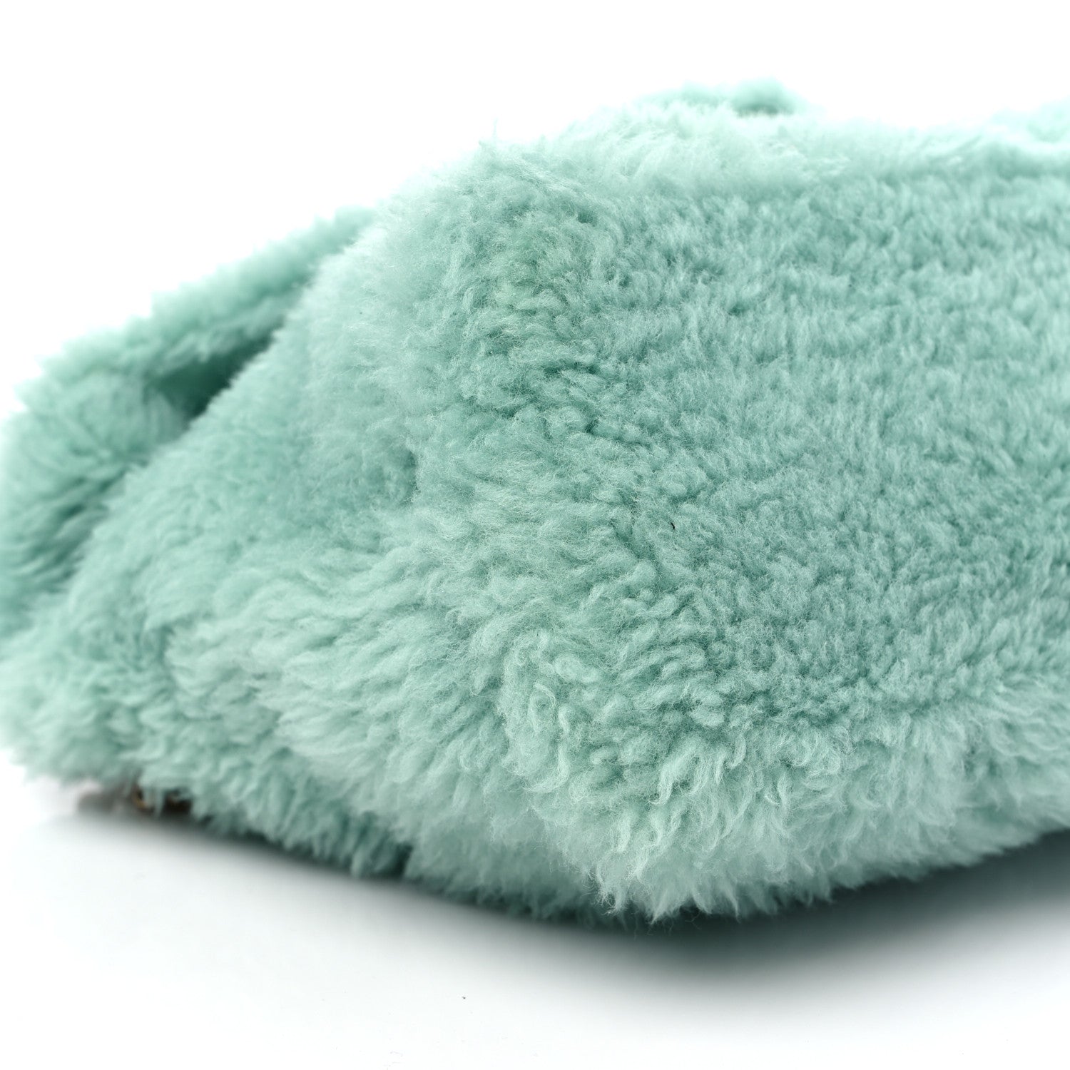 Saint Laurent Merino Shearling Lambskin Quilted Small Loulou Puffer Monogram Chain Satchel Iced Mint 8 of 9