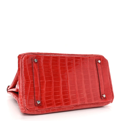 Hermes Shiny Porosus Crocodile Birkin 35 Bougainvillea 4 of 23