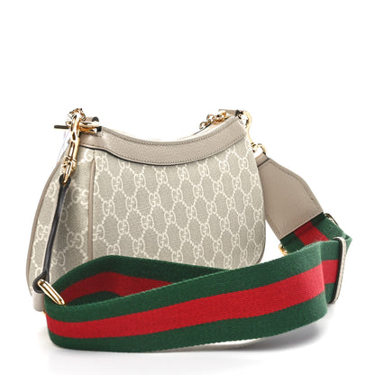 Gucci GG Supreme Monogram Textured Dollar Calfskin Web Small Ophidia GG Handbag Beige Mystic White Oatmeal 3 of 11