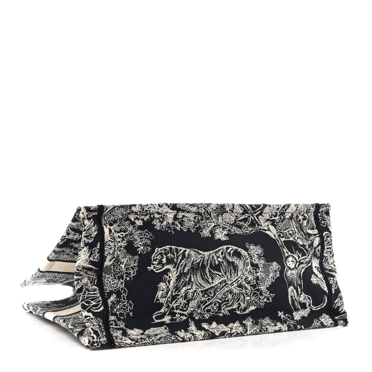 Canvas Embroidered Medium Toile De Jouy Reverse Book Tote Blue