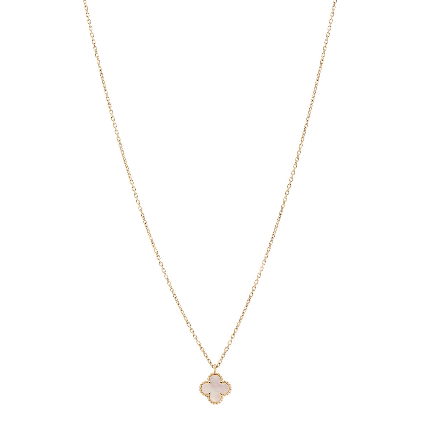 18K Yellow Gold Mother of Pearl Sweet Alhambra Pendant Necklace