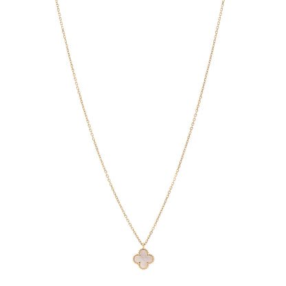 Van Cleef & Arpels 18K Yellow Gold Mother of Pearl Sweet Alhambra Pendant Necklace 1 of 6