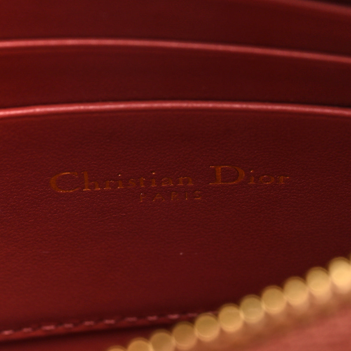Christian Dior Calfskin Cannage Caro Zipped Pouch With Chain Rust 5 of 8