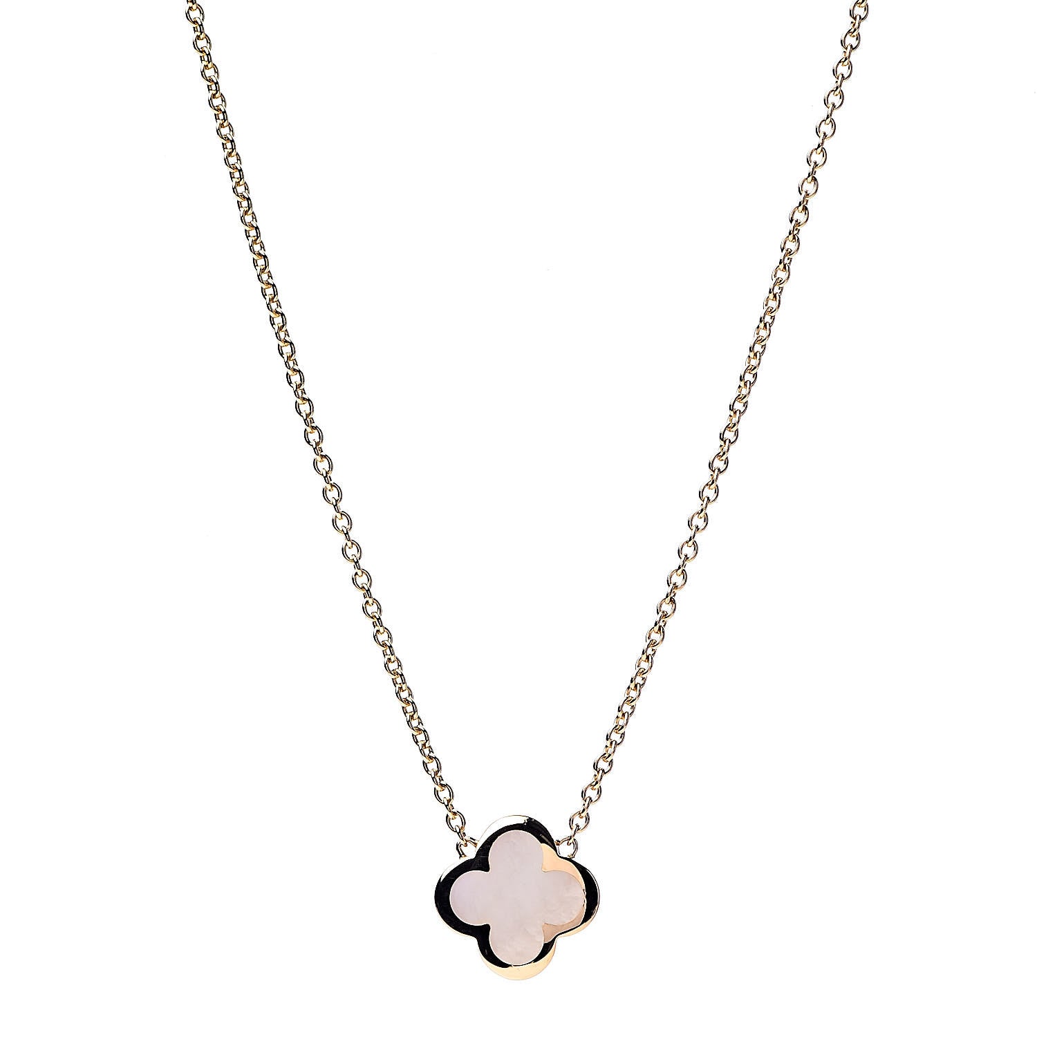 Van Cleef & Arpels 18K Yellow Gold Mother of Pearl Pure Alhambra Pendant Necklace 1 of 5