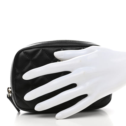 Chanel Lambskin Quilted Small Curvy Pouch Cosmetic Case Black 2 of 8
