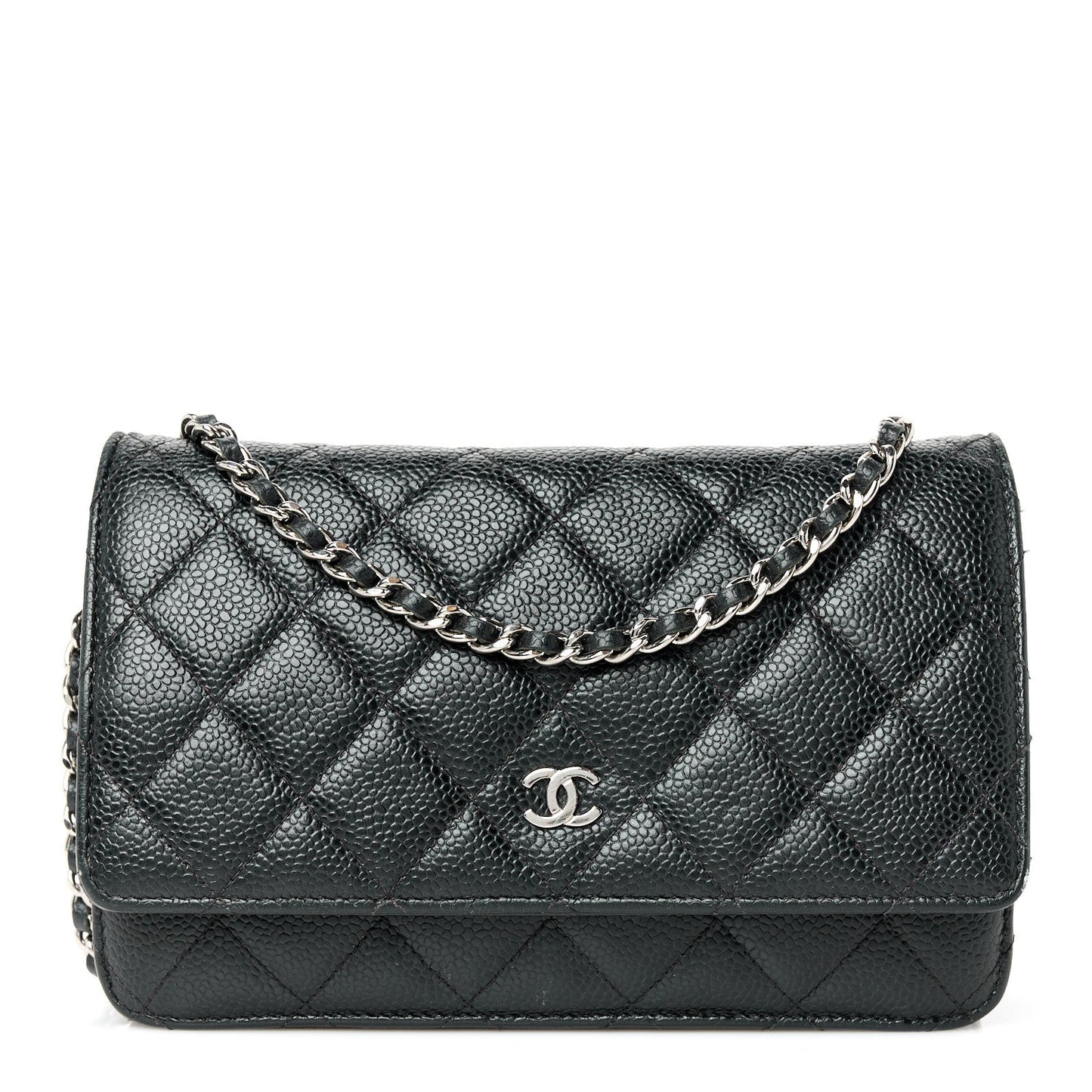 Caviar Quilted Wallet on Chain WOC Black