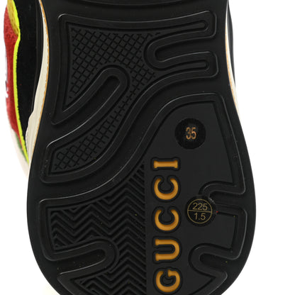 Gucci Suede Calfskin Womens Ultrapace Mid Top Sneakers 35 Hibiscus Red Black Neon Yellow Yolk 6 of 7