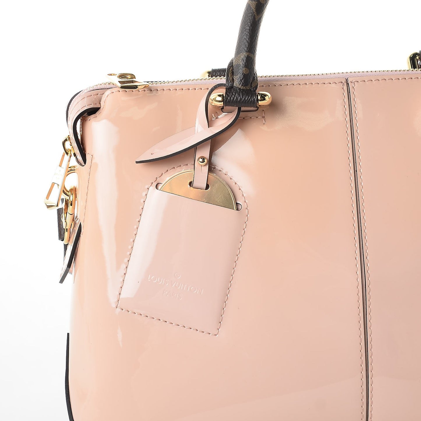 Patent Calfskin Miroir Tote Rose Ballerine