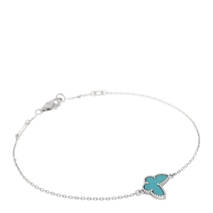 Van Cleef & Arpels 18K White Gold Turquoise Sweet Alhambra Butterfly Bracelet 1 of 4