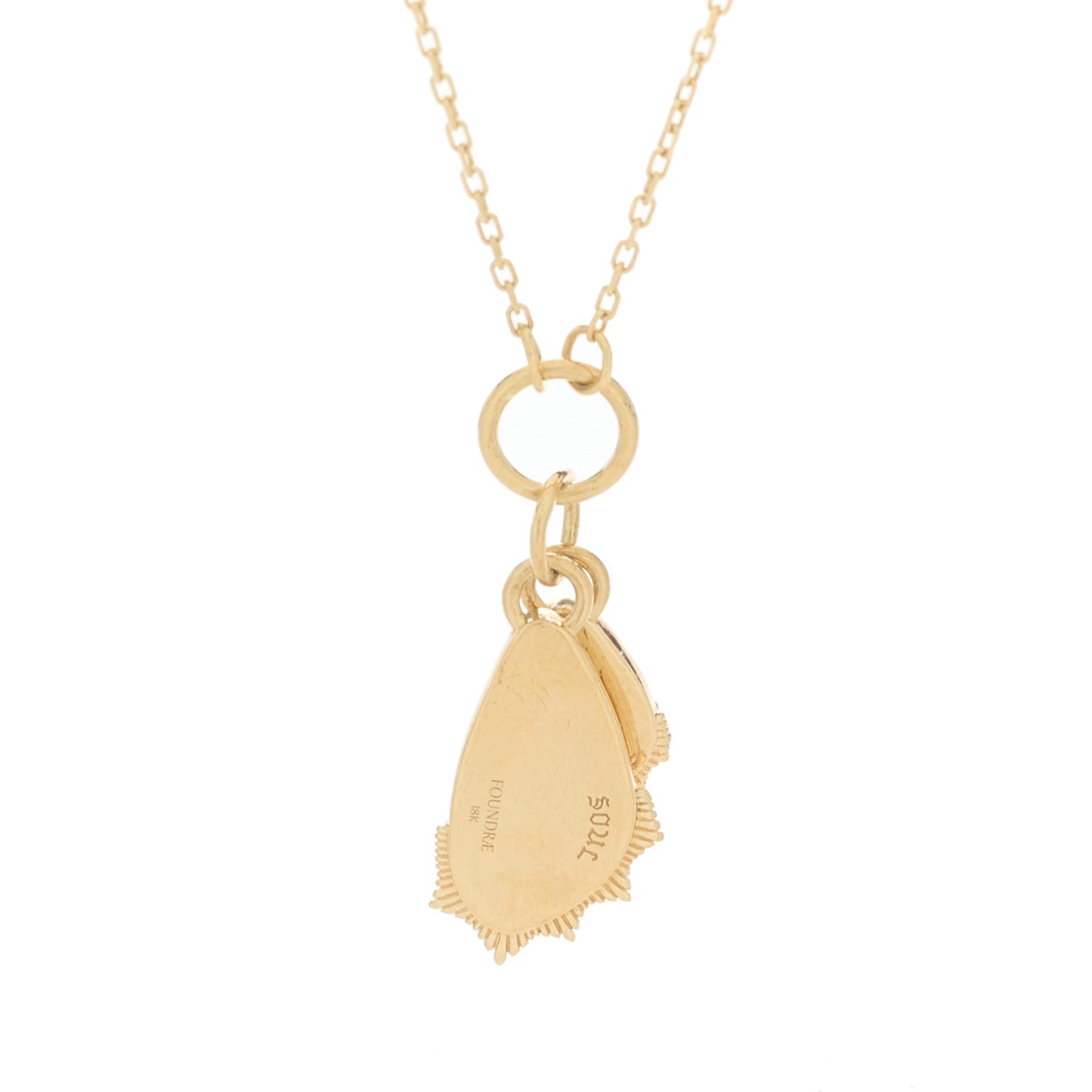 Foundrae 18K Yellow Gold Diamond Encrusted Butterfly Wings Miniature Medallion Necklace 6 of 6