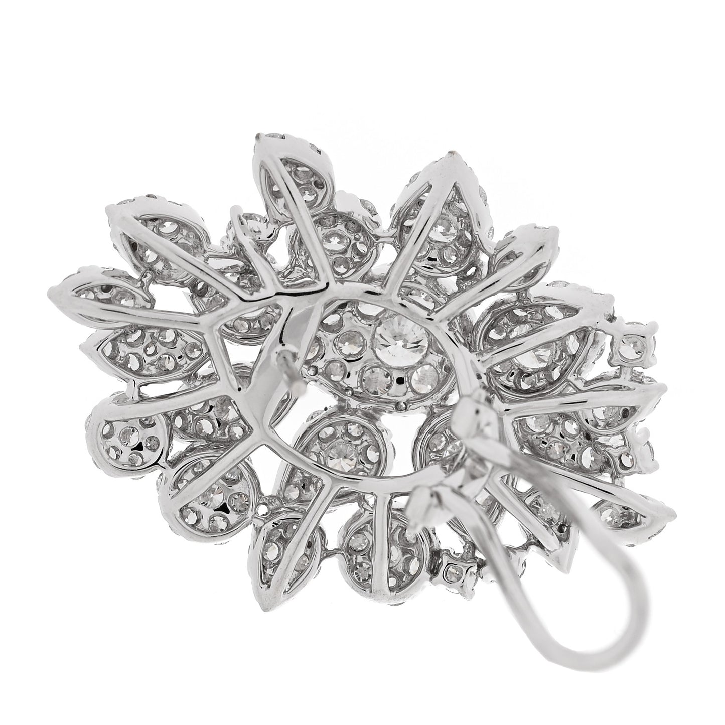 18K White Gold Diamond 9.28ctw Cluster Earrings