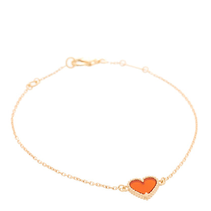 Van Cleef & Arpels 18K Rose Gold Carnelian Sweet Alhambra Heart Bracelet 1 of 5