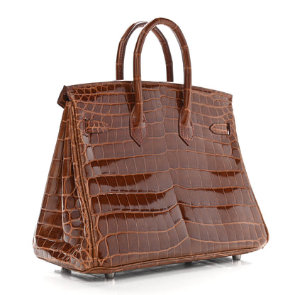 Hermes Shiny Niloticus Crocodile Birkin 25 Miel 3 of 11