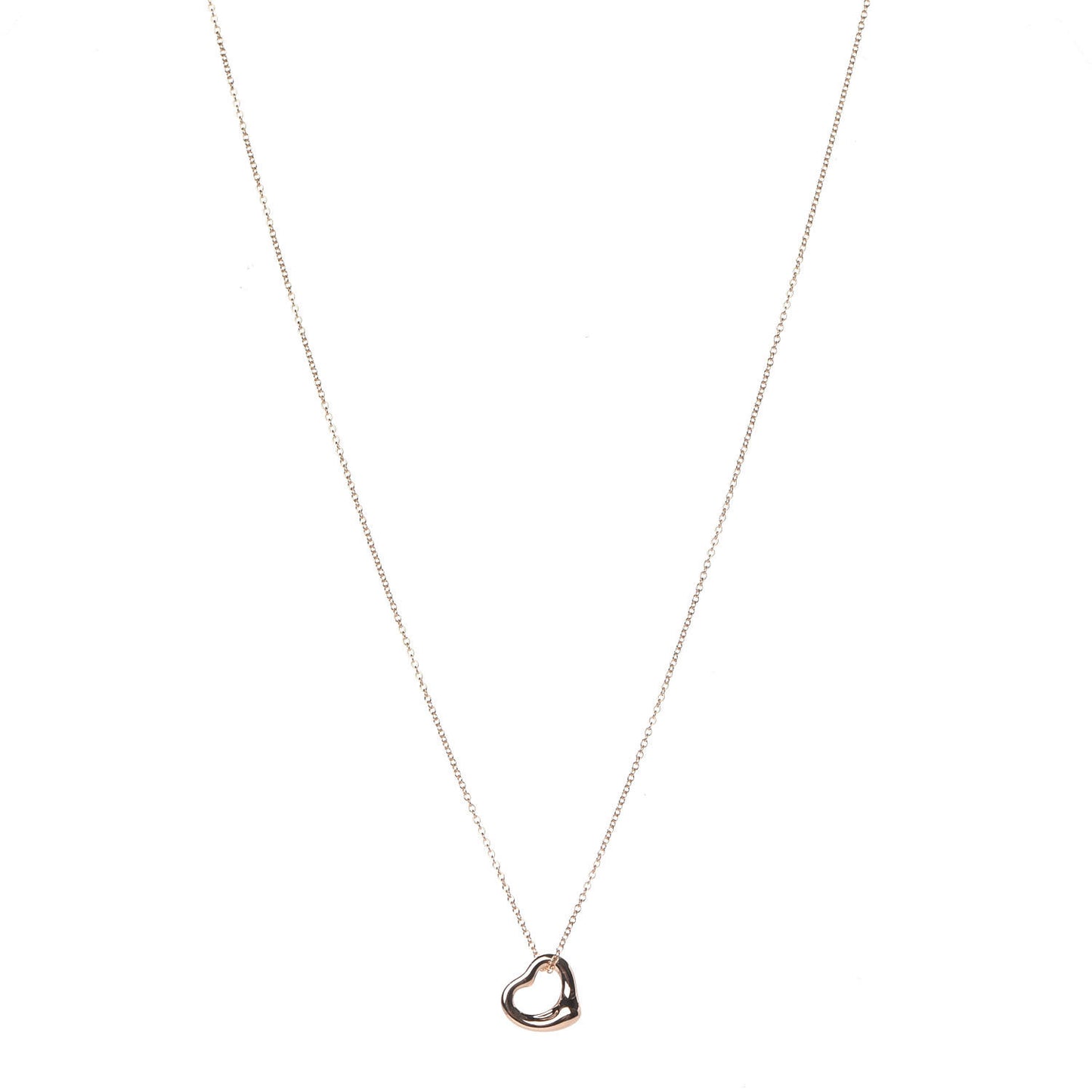 18K Rose Gold 11mm Elsa Peretti Open Heart Pendant Necklace