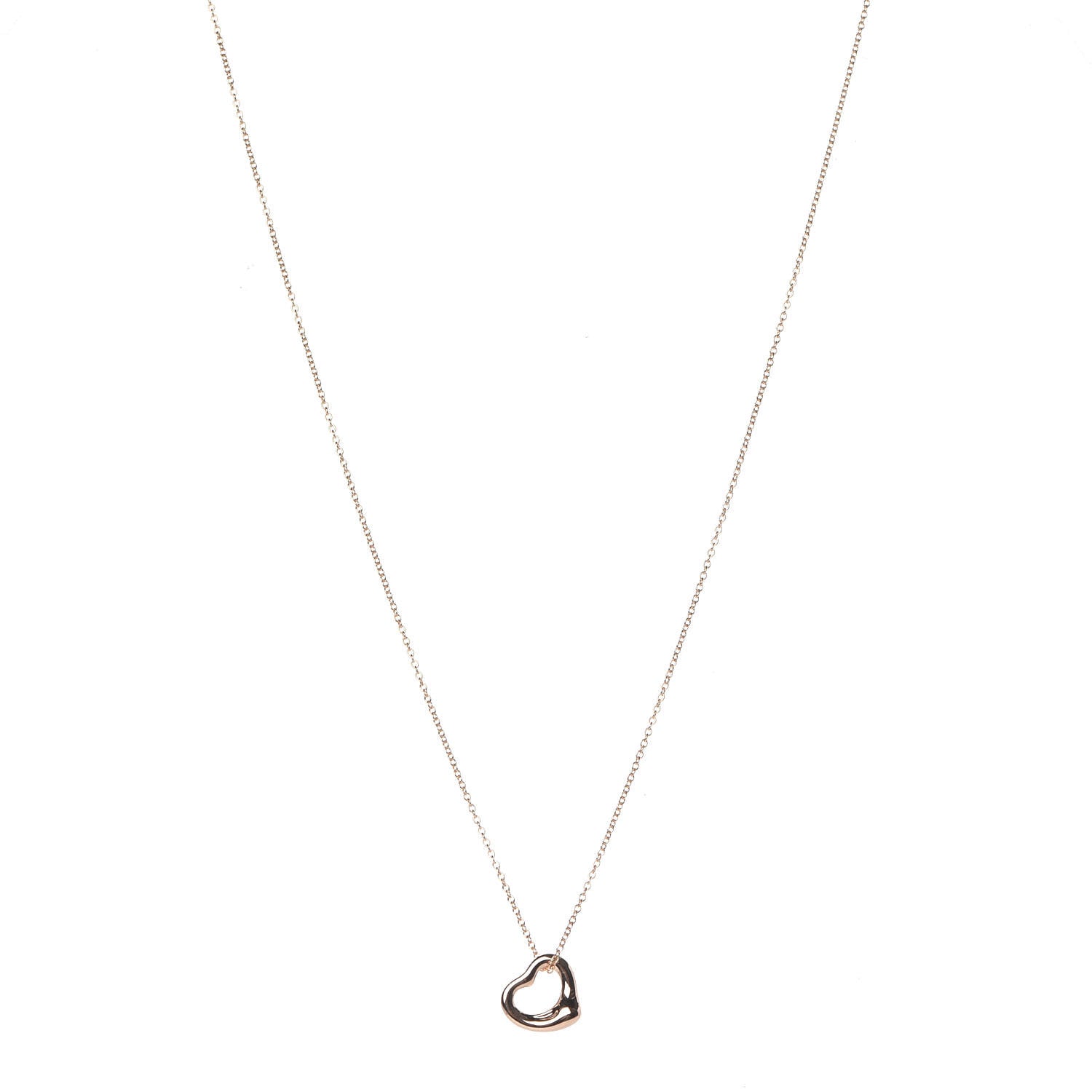 Tiffany 18K Rose Gold 11mm Elsa Peretti Open Heart Pendant Necklace 1 of 7