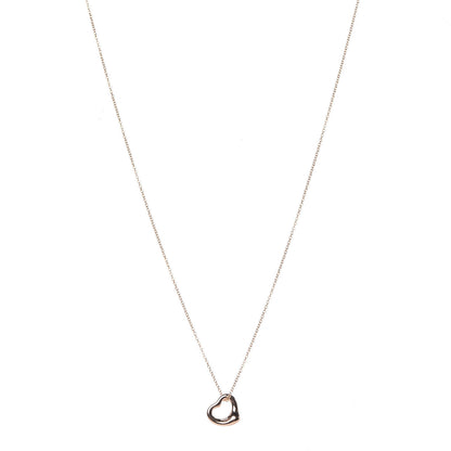 Tiffany 18K Rose Gold 11mm Elsa Peretti Open Heart Pendant Necklace 1 of 7