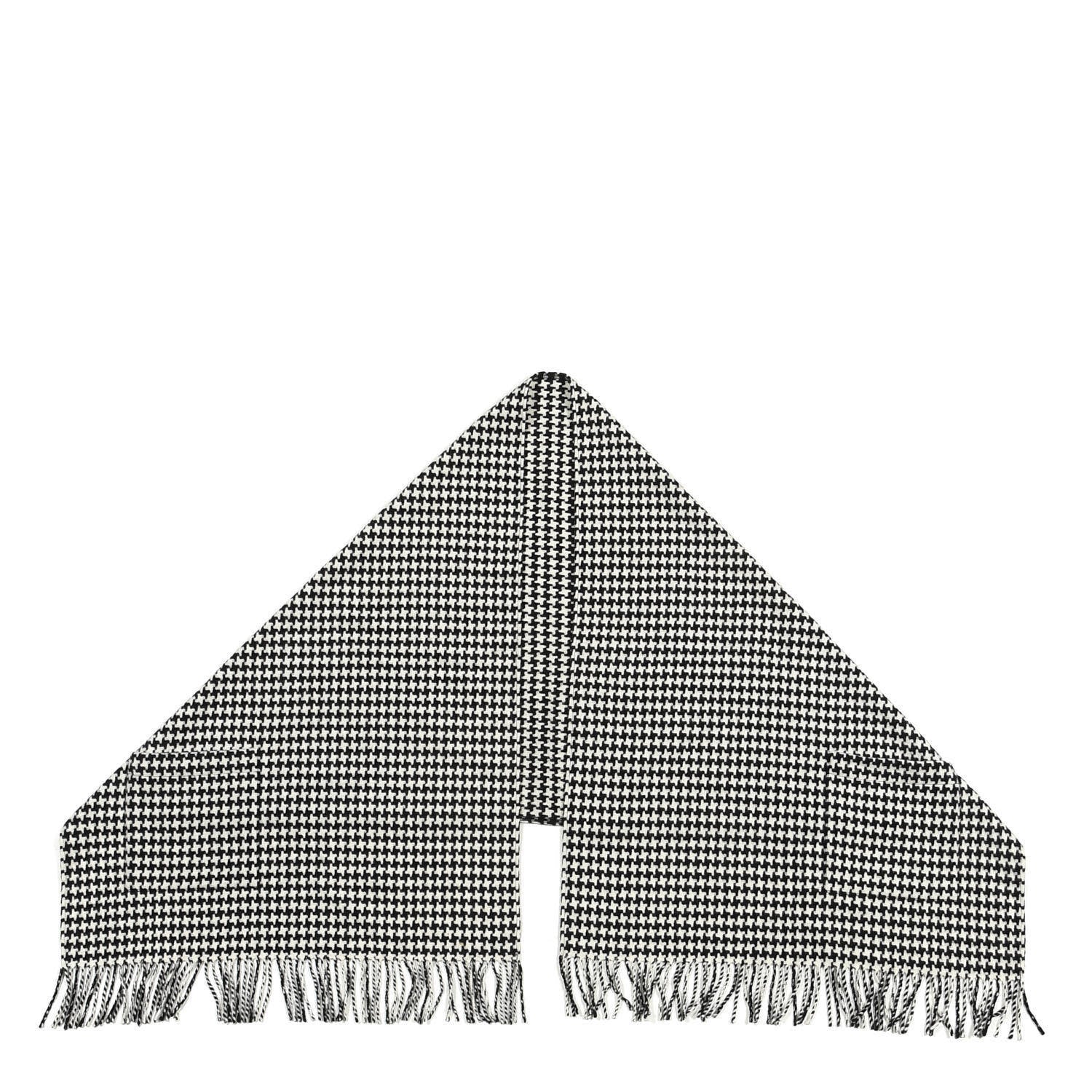 Burberry Cashmere Wool Houndstooth Fringe Cape Scarf Black White 1 of 3