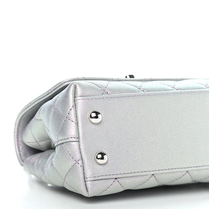 Chanel Iridescent Caviar Quilted Extra Mini Coco Handle Flap Purple 8 of 9
