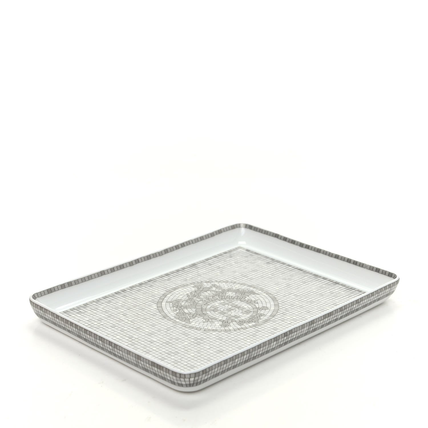 Hermes Porcelain Mosaique Au 24 Sushi Plate Platine 4 of 6