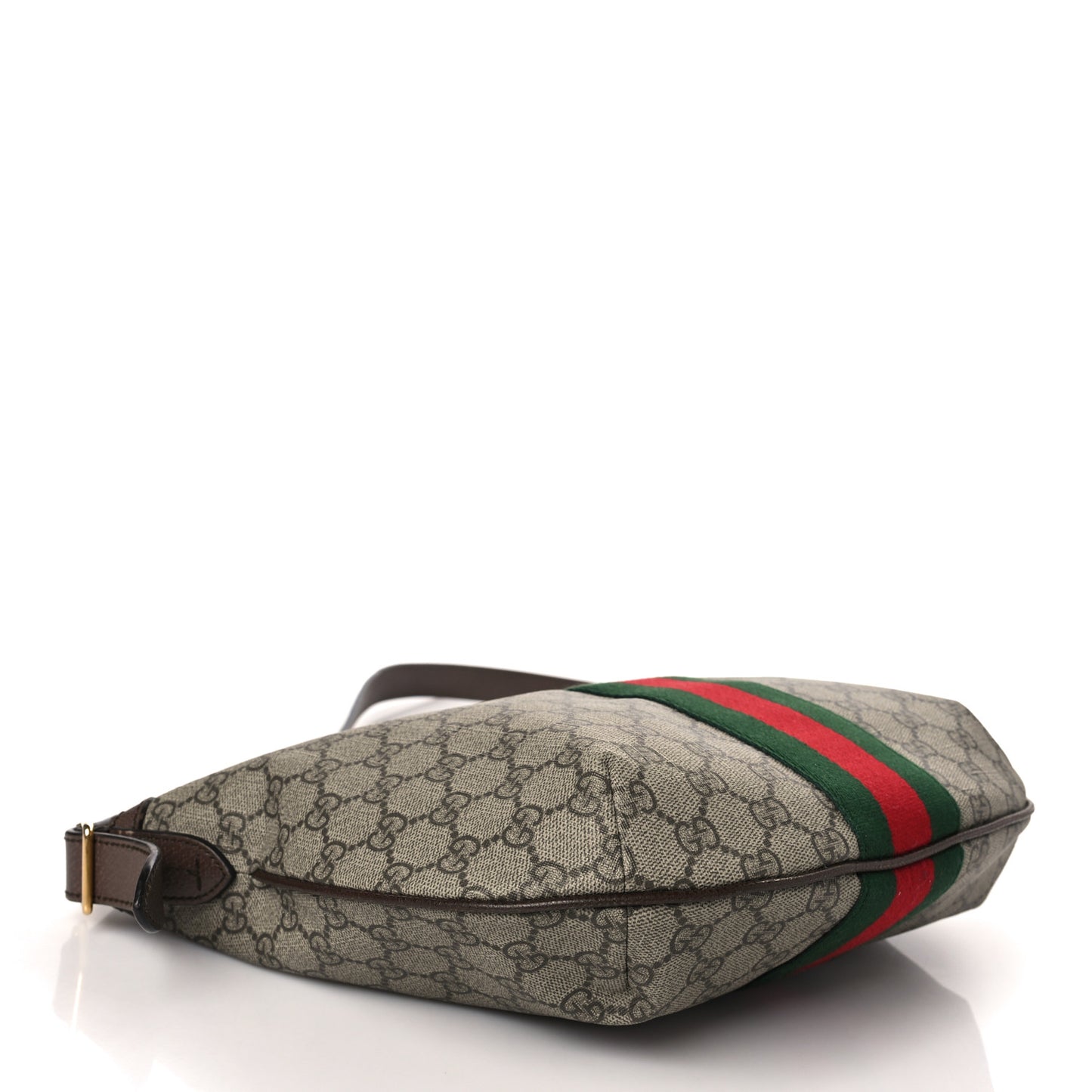 GG Supreme Monogram Web Small Ophidia Half Moon Hobo Brown