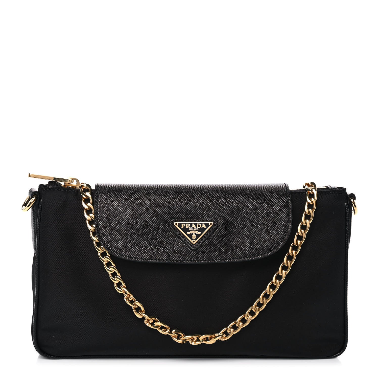 Prada Tessuto Nylon Saffiano Crossbody Bag Black 1 of 10