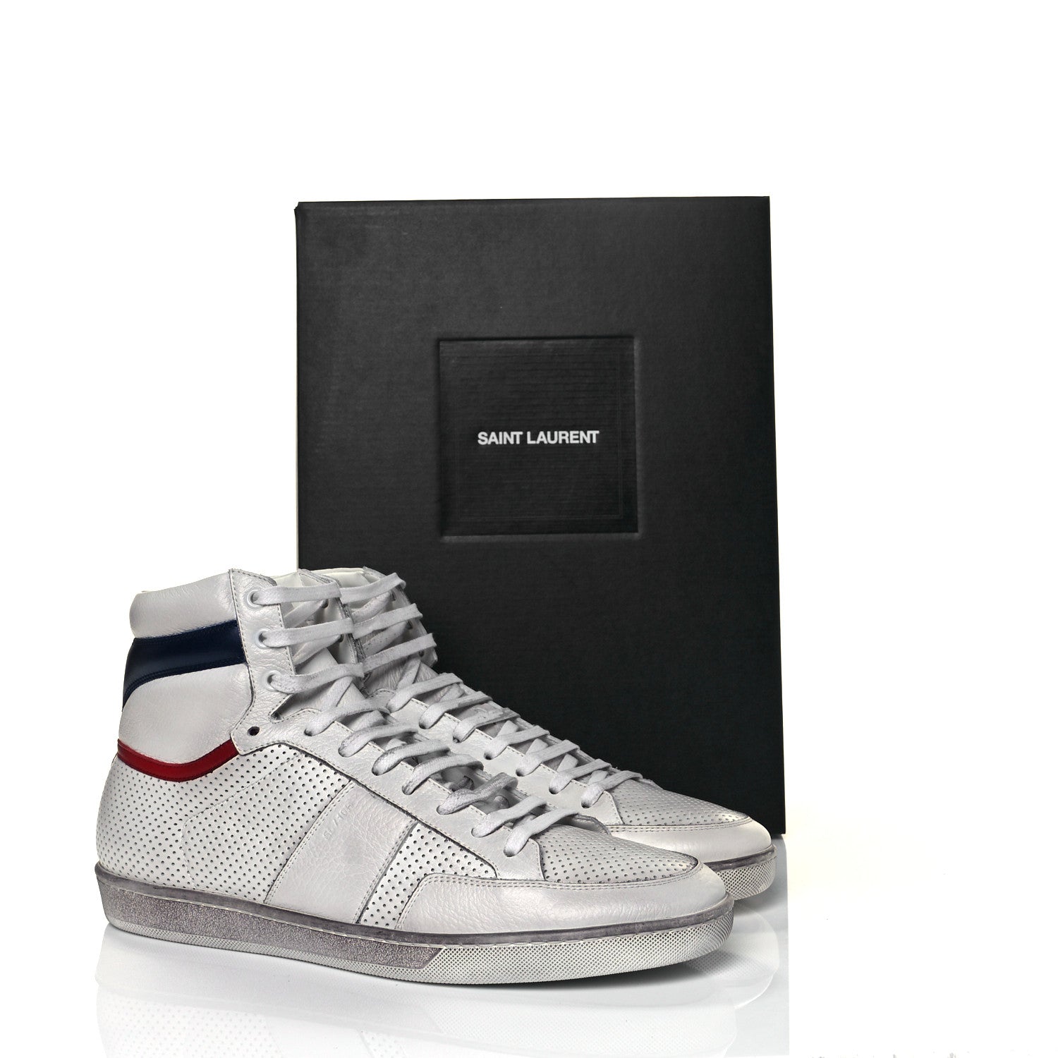 Saint Laurent Calfskin Perforated Court Classic SL/10H High Top Sneakers 44 White 11 of 11