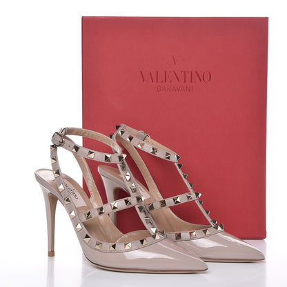 Valentino Garavani Patent Nappa Rockstud Ankle Strap 100mm Pumps 37 Poudre 9 of 9