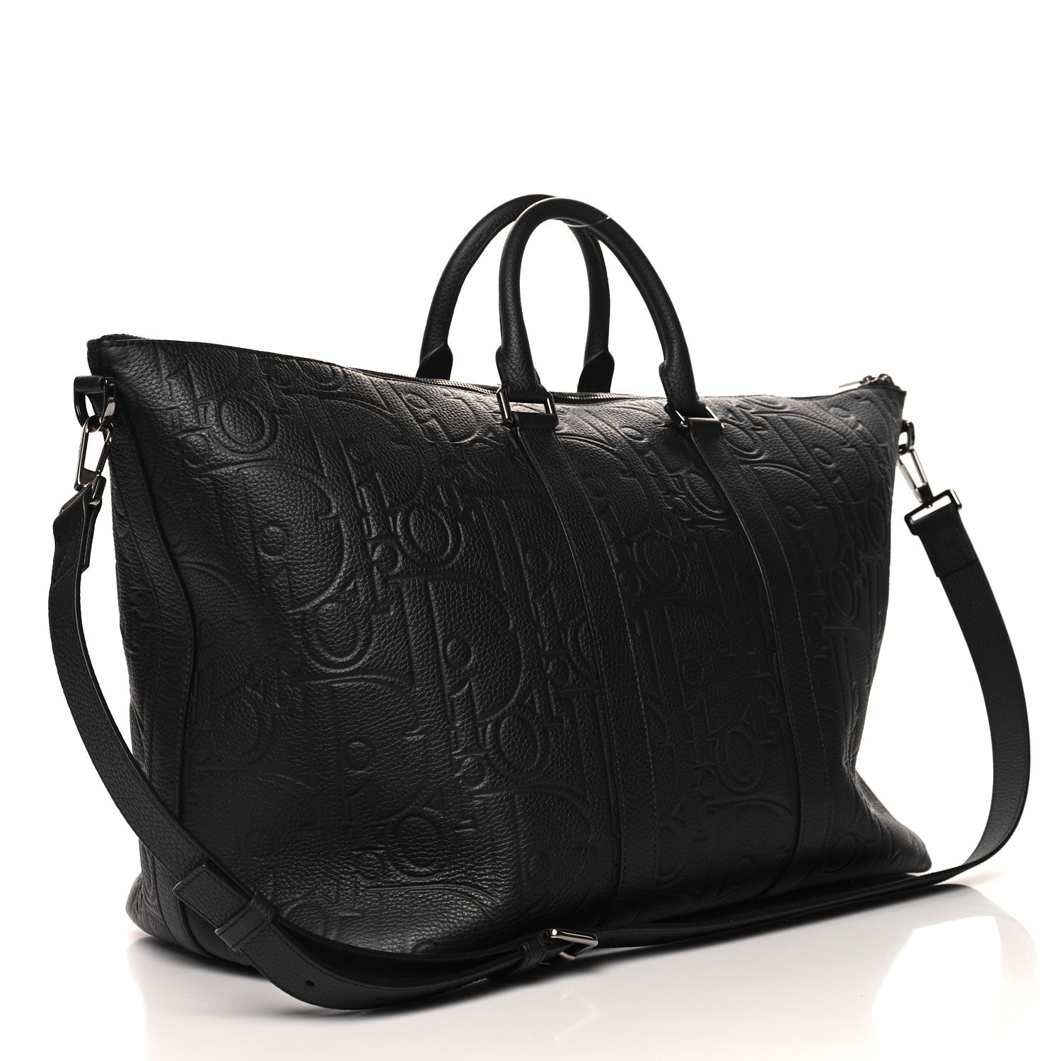 Christian Dior Grained Calfskin Embossed Dior Gravity Weekender 40 Black 2 of 9
