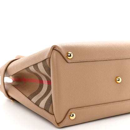 Burberry Derby Calfskin House Check Medium Banner Tote Camel 8 of 9