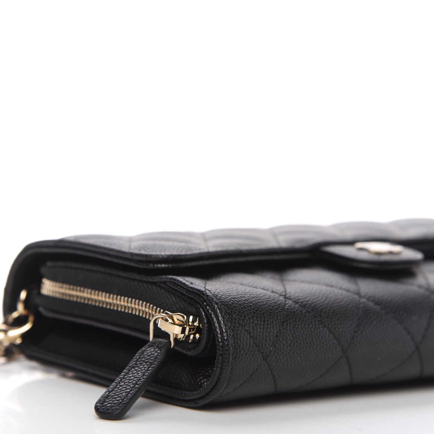 Caviar Quilted Flap Phone Holder With Chain Black
