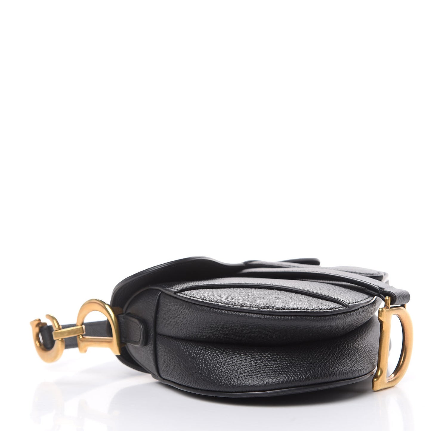 Grained Calfskin Mini Saddle Bag Black