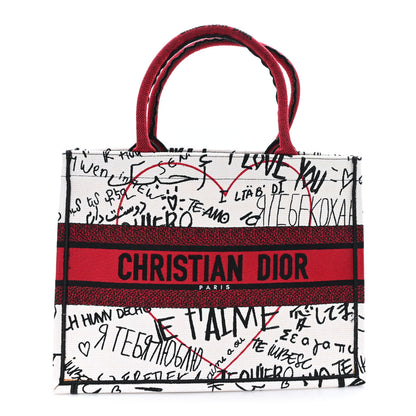 Christian Dior Canvas Embroidered Medium Dioramour Graffiti Book Tote Latte Multicolor 1 of 11