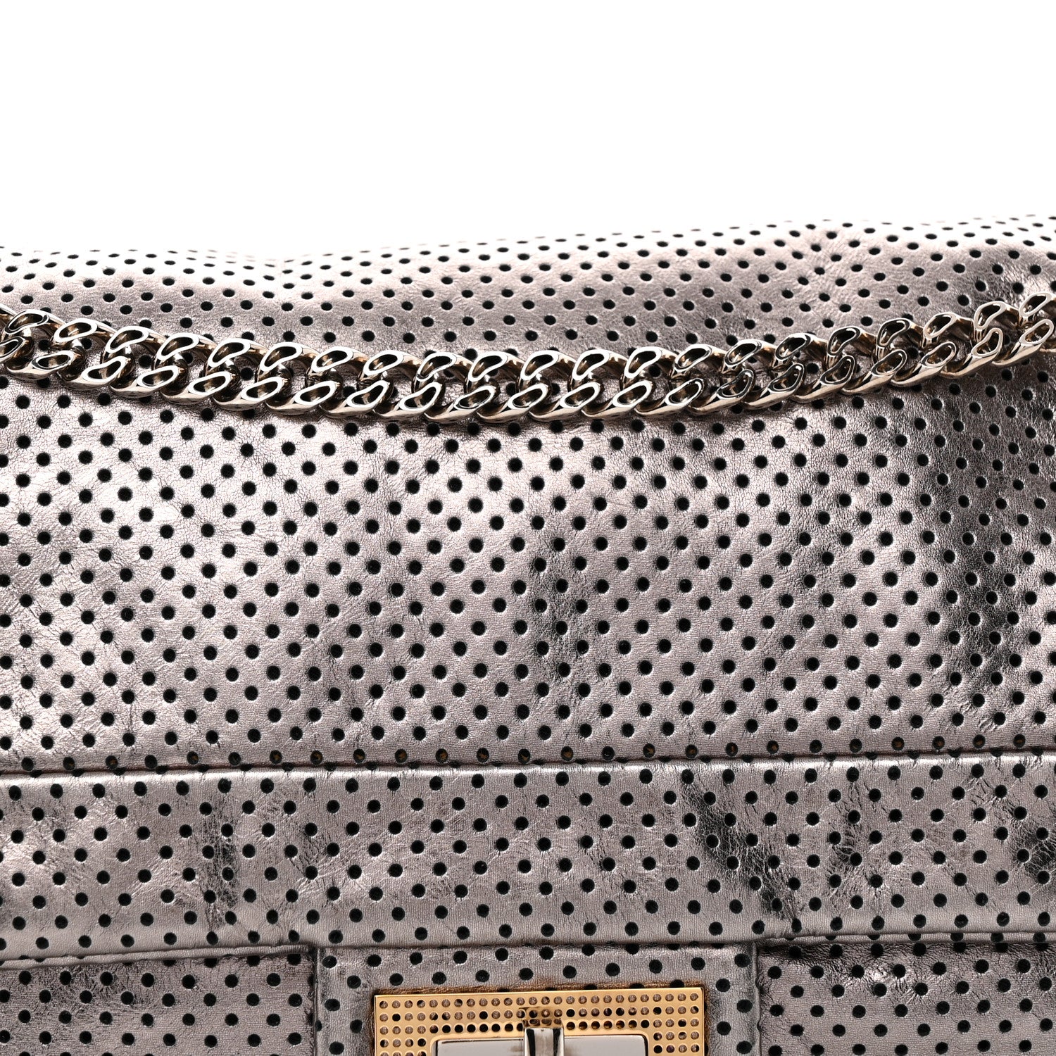 Chanel Metallic Crackled Calfskin Perforated Drill Flap Bronze 8 of 10