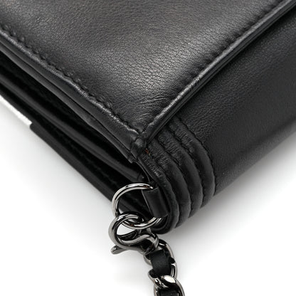 Chanel Metallic Goatskin Boy Wallet On Removable Chain WOC Black Silver 17 of 19