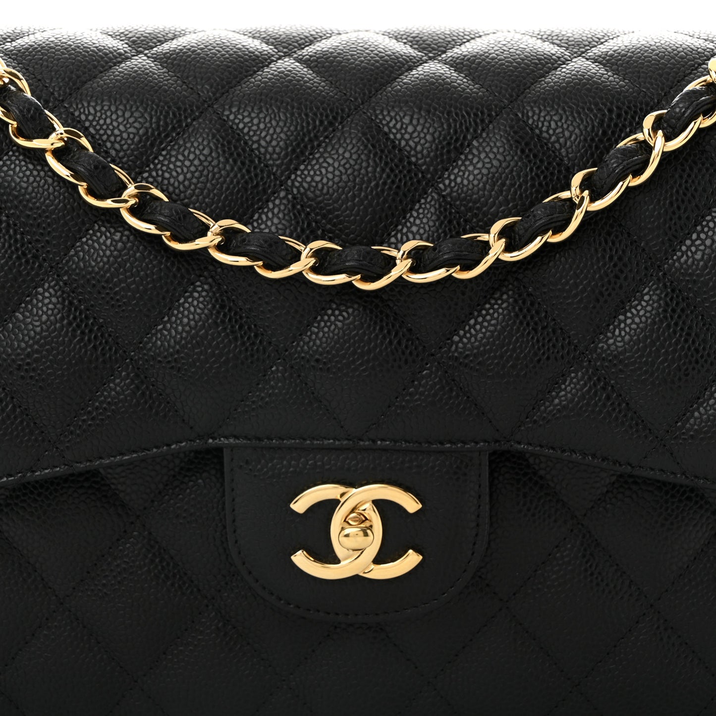 Caviar Quilted Jumbo Double Flap Black