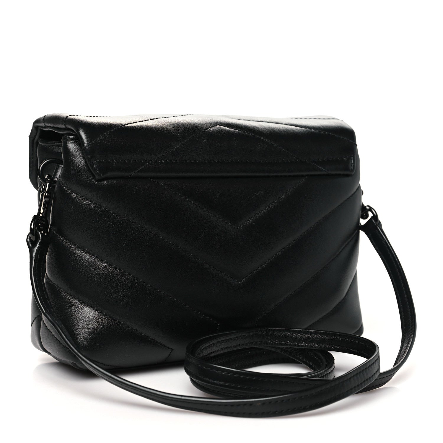 Saint Laurent Calfskin Y Quilted Monogram Monochrome Toy Loulou Crossbody Bag Black 3 of 11